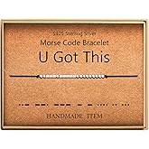 KGBNCIE Morse Code Bracelet for Women Sterling Silver Beads on Silk Cord Secret Message Fuck Friendship Inspirational Encouragement Bracelet Gift for Her