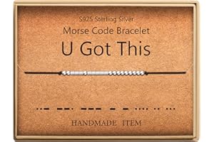 KGBNCIE Morse Code Bracelet for Women Sterling Silver Beads on Silk Cord Secret Message Fuck Friendship Inspirational Encouragement Bracelet Gift for Her