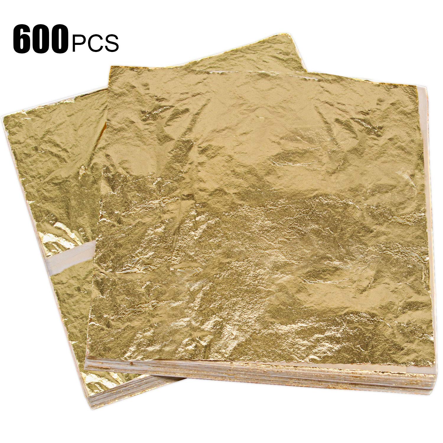ZOENHOU 600 PCS 5.5 x 5.5 Inch Gold Leaf for Resin Arts, Gold Leaf Foil Paper Sheets for Jewelry Making Nail Art Gilding Crafting Paint Engineering Decoration