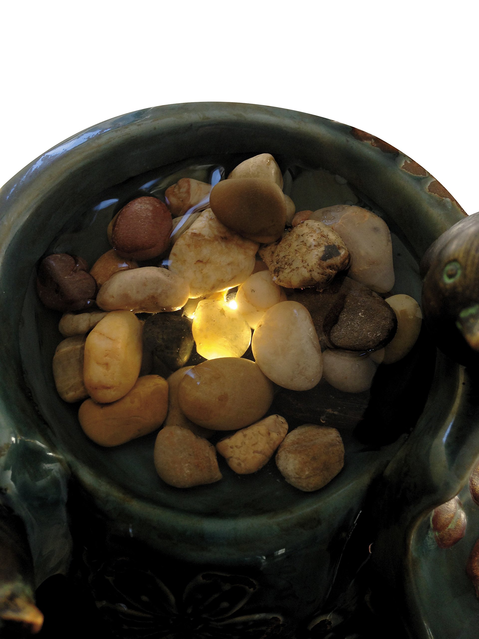 Foreside Home & Garden Blue Verdigris Bird Indoor Water Fountain with LED Light and Pump