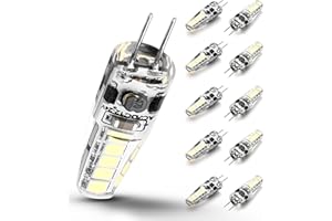 Heifymi 12 Volt G4 LED Bulb,20W-35W T3 JC Halogen Bulb Equivalent, 6000K Daylight White 3W 350LM for RV Camper Puck Light,Chandeliers,Landscape Lighting,Microwave Lighting,Under Cabinet Light,10 Pack