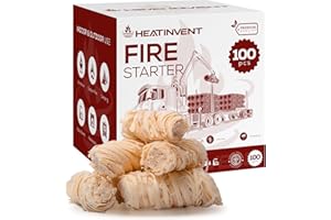 Heatinvent Fire Starter - Fire Starters for Campfires - 100 pcs Fire Starters for Fireplace indoor Grill, Campfire, BBQ, Fire Pit - All Weather Charcoal Starter Waterproof, Odorless Firestarter