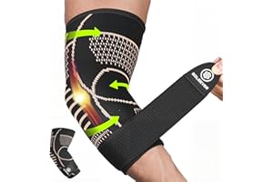 SOLOEVER Copper Elbow Brace for Tendonitis and Tennis Elbow, 3D Knit Elbow Compression Sleeve with Adjustable Strap for Arthritis, Golfers, Bursitis, Elbow Pain Relief, Weightlifting, Fit for Men & Women (Black, Large)