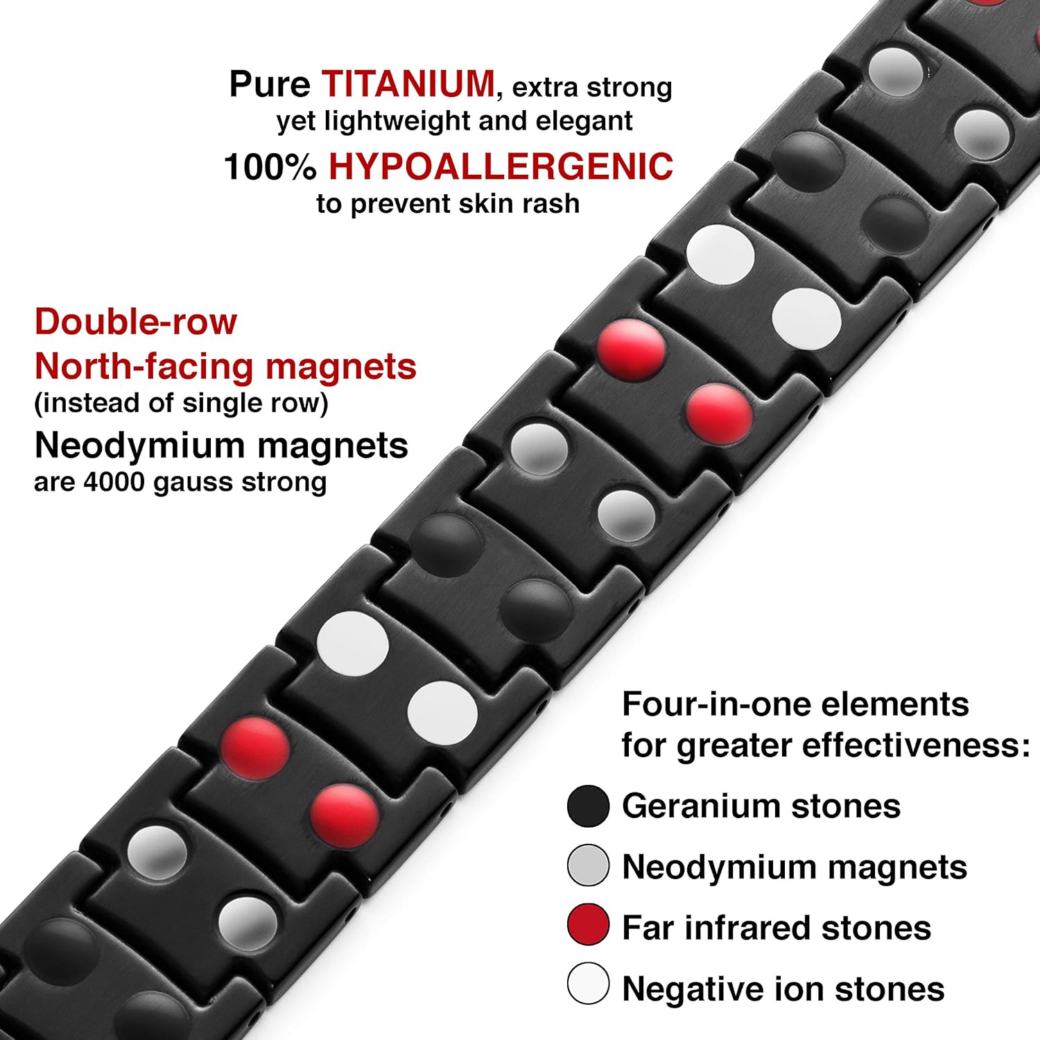 4000 Gauss Titanium Therapy Bracelet, Help Relieve Wrist and