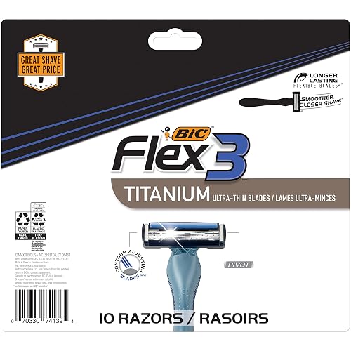 Savdi Razor BIC Flex 3 Titanium Disposable Razors for Men, For a Smooth, Ultra ...