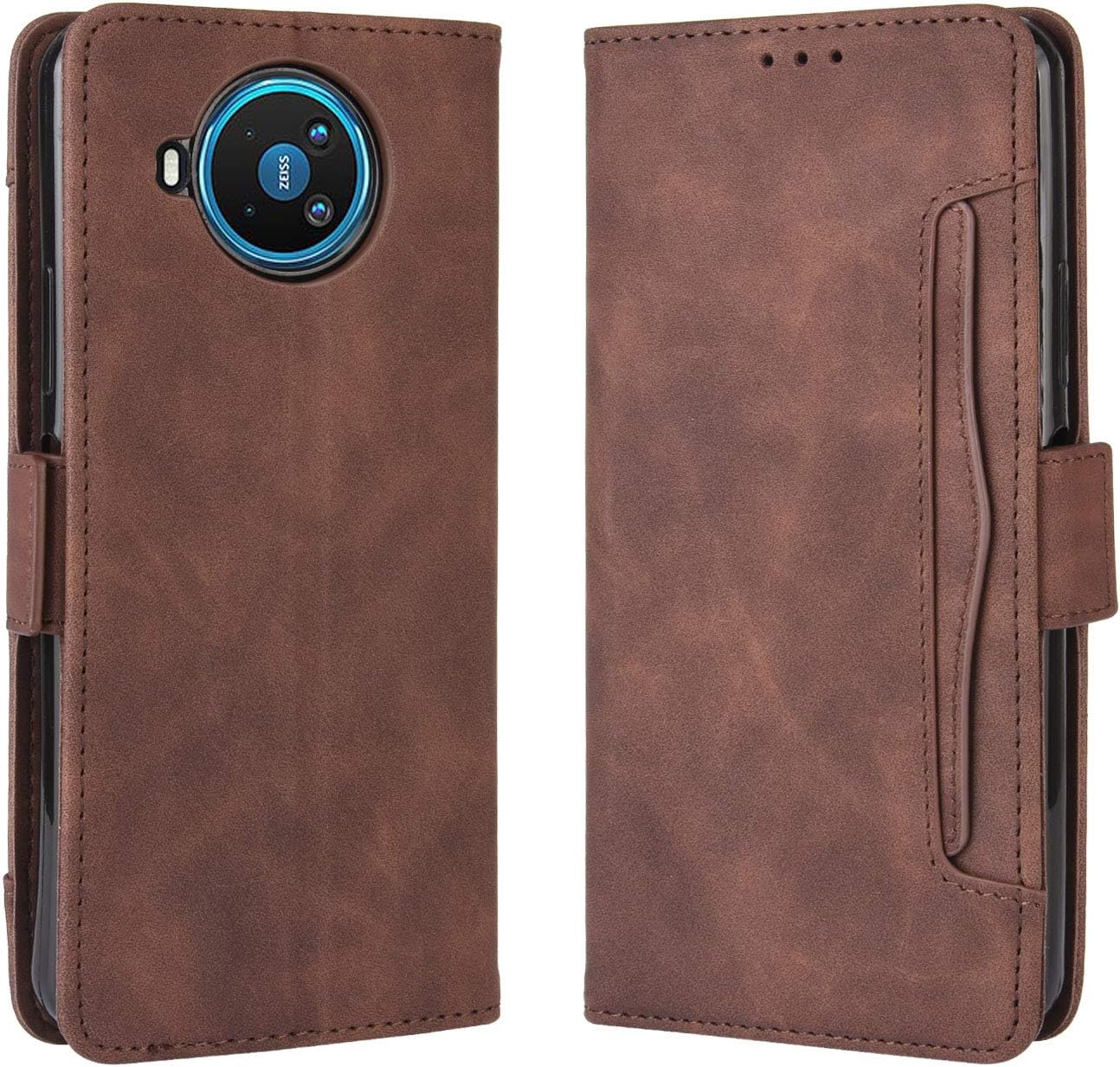 Leather Case for Nokia 8.3 5G Phone Cover Wallet Flip Iron Buckle Closure with Multi-card Slot Business Card Holder and Bracket Function - Image 4