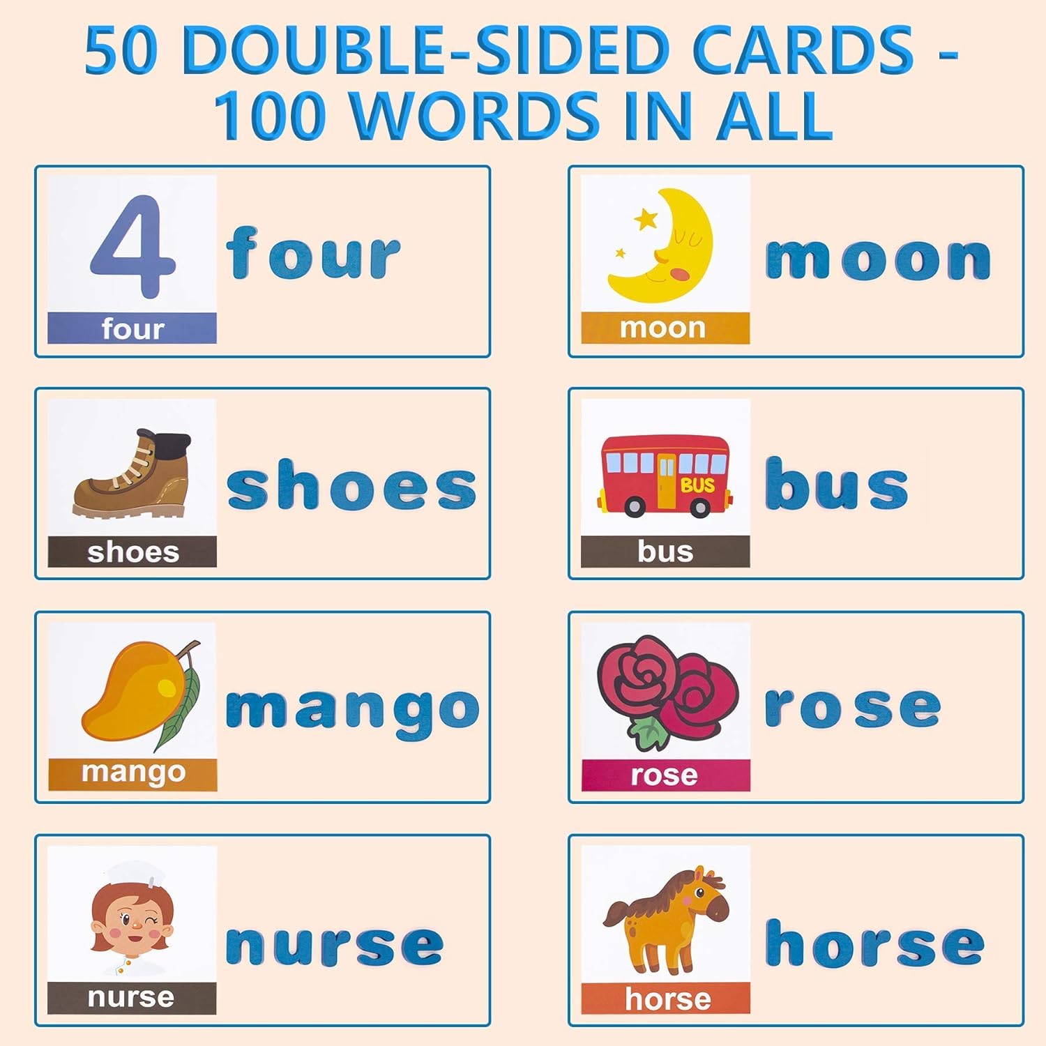 Conzy Educational Toys Gifts for Kids 3 4 5-7 Year Old, Preschool Toy for Learning Spelling Activities, Montessori Toys for Toddlers Boys Girls (78 Wooden Letters, 50 Picture Word Cards)