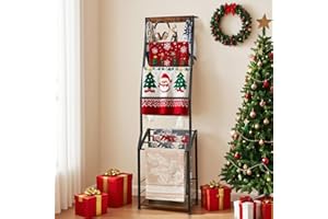 Pinzoveco Blanket Ladder, 7 Tier Wooden Ladder Shelf with Hooks, 5.5ft Blanket Holder Rack Farmhouse Ladder Rack for Storage and Home Decor, Rustic Brown and Black