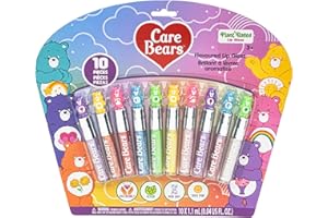 Care Bears 10 Piece Plant Based Lip Gloss, Girls Party Favors, First Makeup Set for Girl, Perfect for Parties, Sleepovers, and Birthday Gifts, Ages 3+, by Townley Girl
