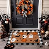 Tinieya 2, 23.6 x 35.4 Inches, Cute Ghost, Black White Gray Brown | Welcome Mat with Rug, Non Slip Rubber Backing for Outdoor Entryway Patio Home Decor