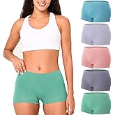 BAMBOO COOL Womens BoyShorts Underwear Seamless Boxer Briefs Mid Rise Full Coverage Breathable Stretch Ladies Panties 5 Pack