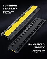 CREWORKS 3 Pack 2 Channel Rubber Cable Protector Ramp 5t/11000lbs Heavy Duty view 4