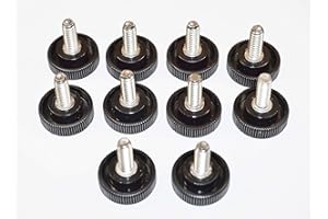 LOCEZY 1/4-20" x 3/4" Thumb Screw Stainless Steel Standard/Coarse Threads Clamping 1” Black Round Knurled Knob - Made in USA (10)