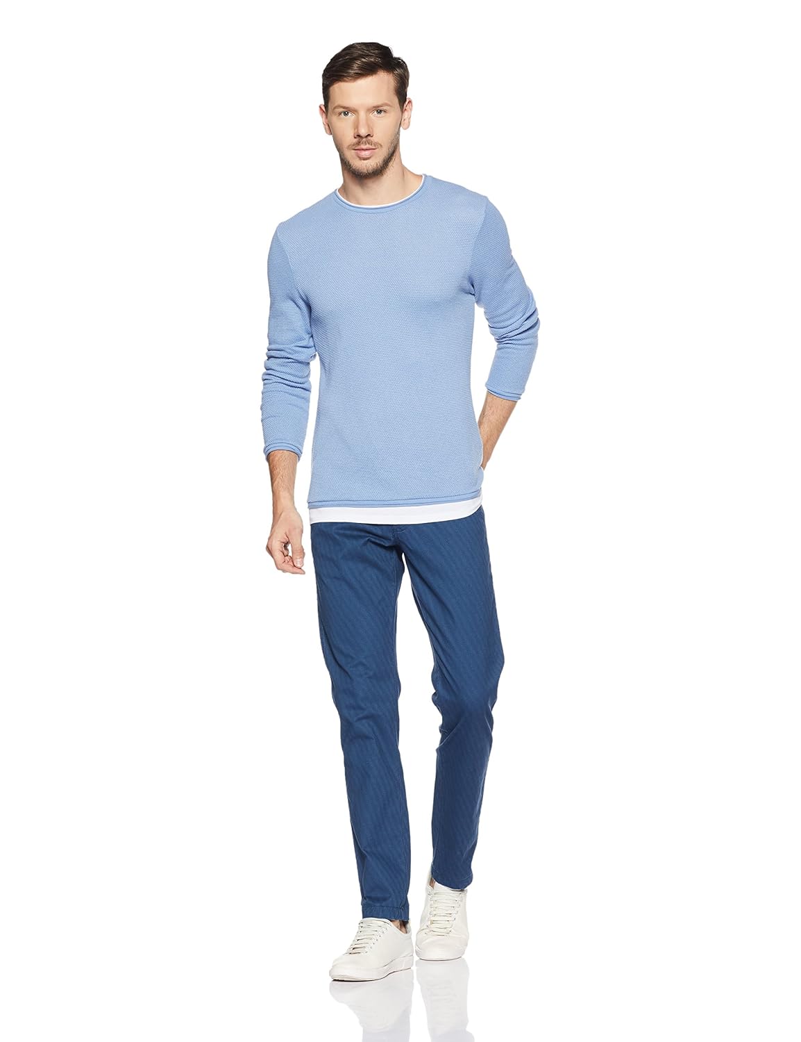 allen solly men's slim fit casual trousers