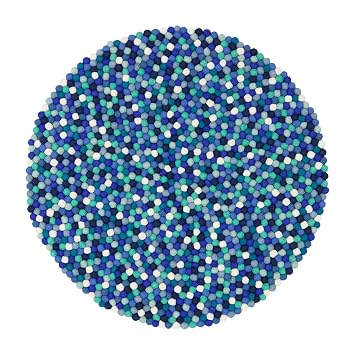 Myfelt Emma Filzkugelteppich Rund Schurwolle Blau O 140 Cm