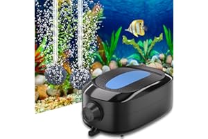 bedee 180GPH Powerful Aquarium Air Pump 8W Silent Aquarium Air Pump Adjustable Fish Tank Bubbler for 20-200 Gallon Tank Oxygen Pump for Tank Large Air Volume Fish Aerator