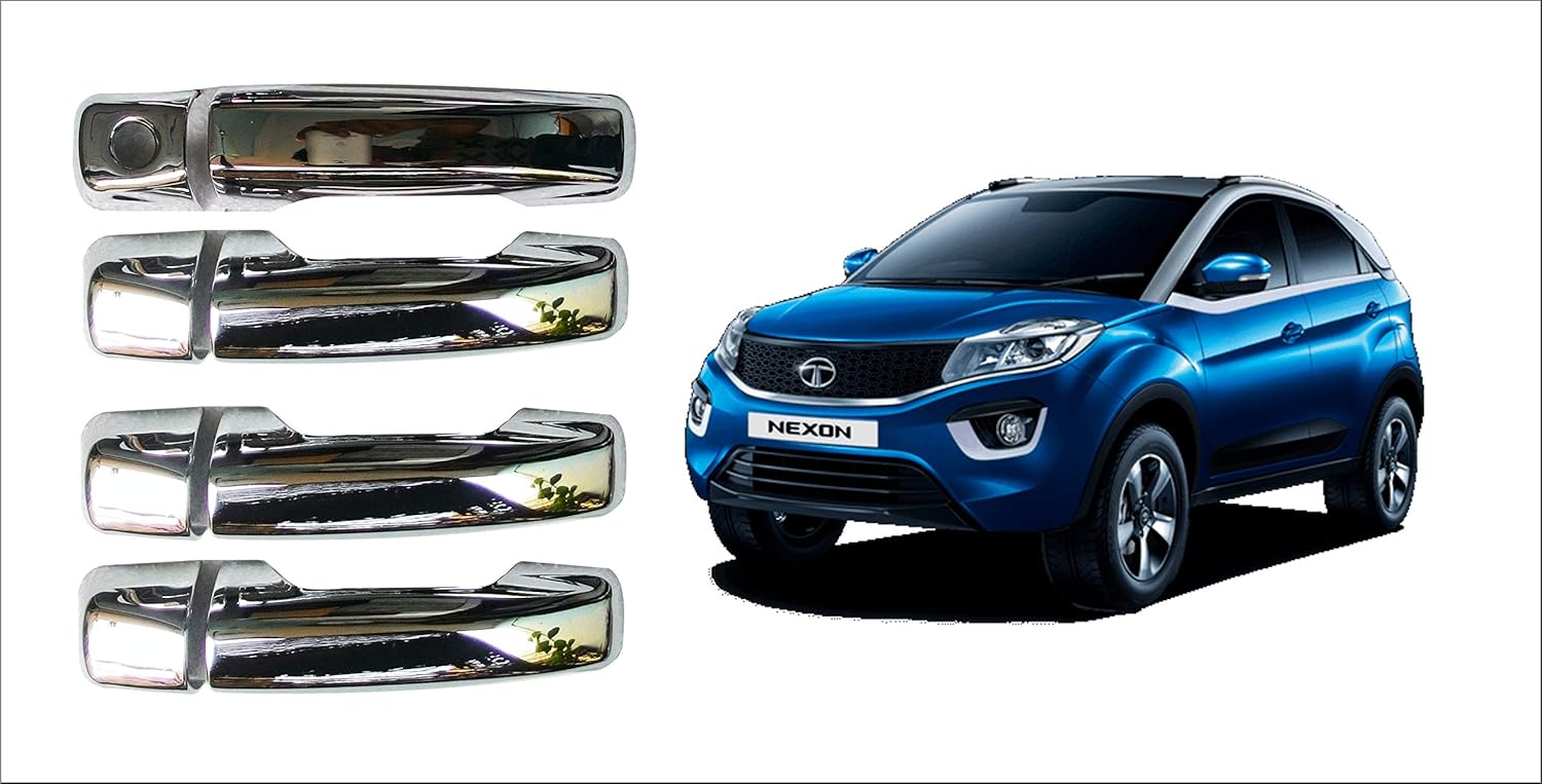 Trigcars Tata Nexon Car Door Handle Latch Chrome Plated Cover Set of 4