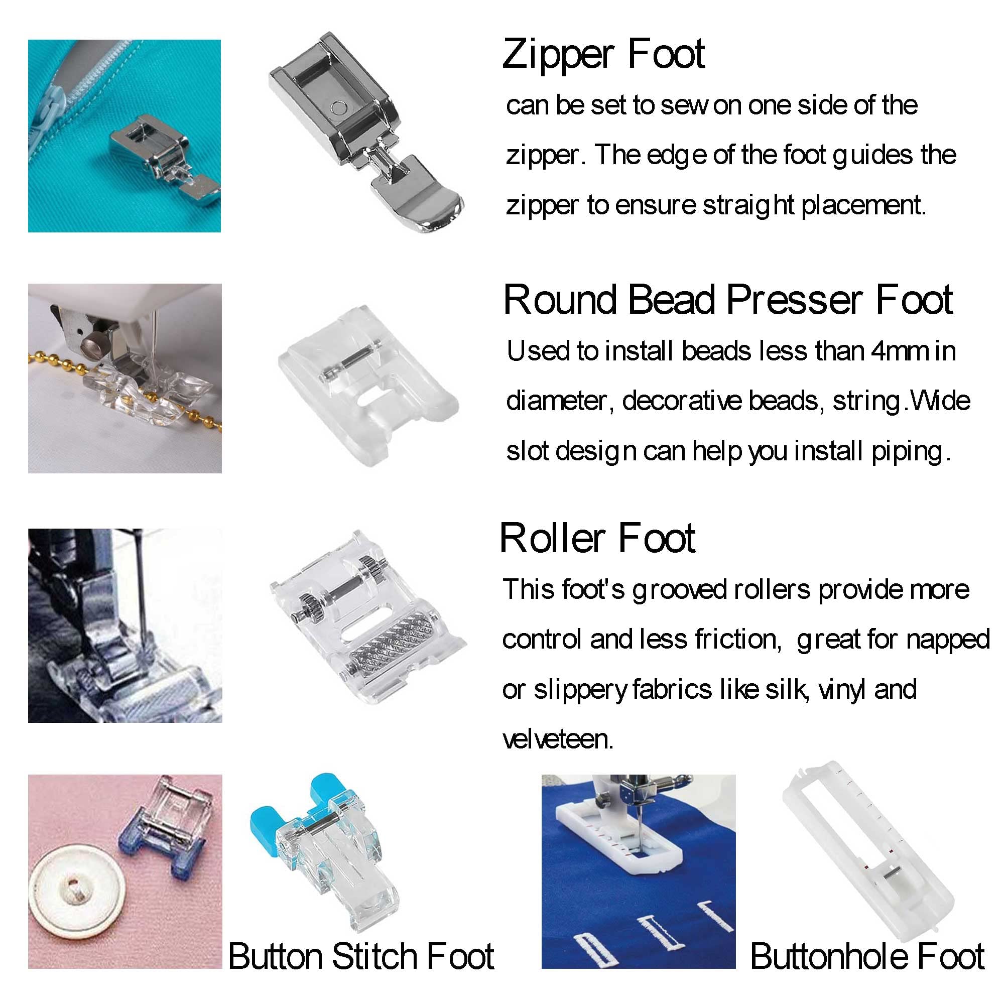14pcs Presser Feet Set Low Shank Adapter Universal Presser Foot Holder for Brother Singer Janome Babylock Kenmore Sewing Machine Use