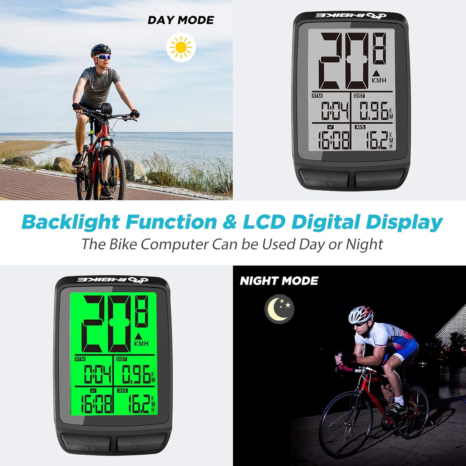 ANVAVA Bike Computer, Bicycle Speedometer, Wireless Cycling Odometer, Multifunctional & Waterproof, Smart Backlight, HD Digital LCD Big Display, Auto Power Off & Wake-up, Easy to Install : Sports & Outdoors