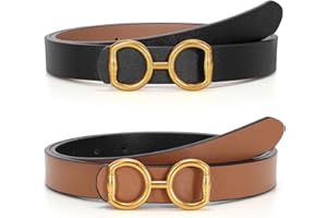 TRIWORKS Women Reversible Leather Belt for Jeans Pants,Fashion Gold Buckle Ladies Dress Belt