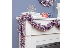 NORTHLIGHT 12' x 4" Red and Blue Wide Cut Patriotic Tinsel Christmas Garland - Unlit