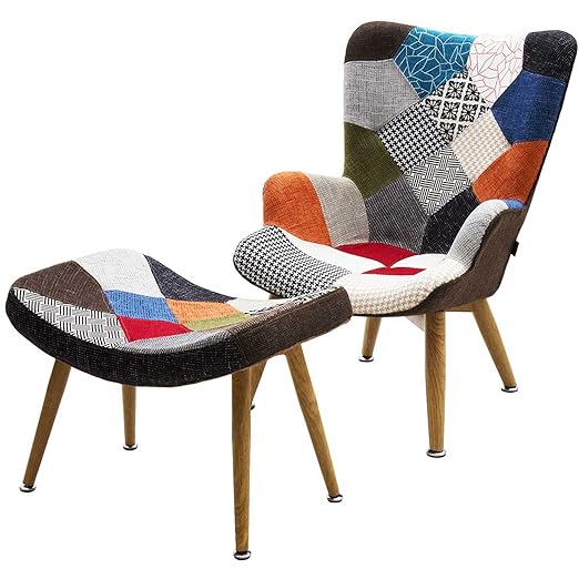 title=White loft, Poltrona e Pouf, Metallo, Multicolore, 68x77x96 cm