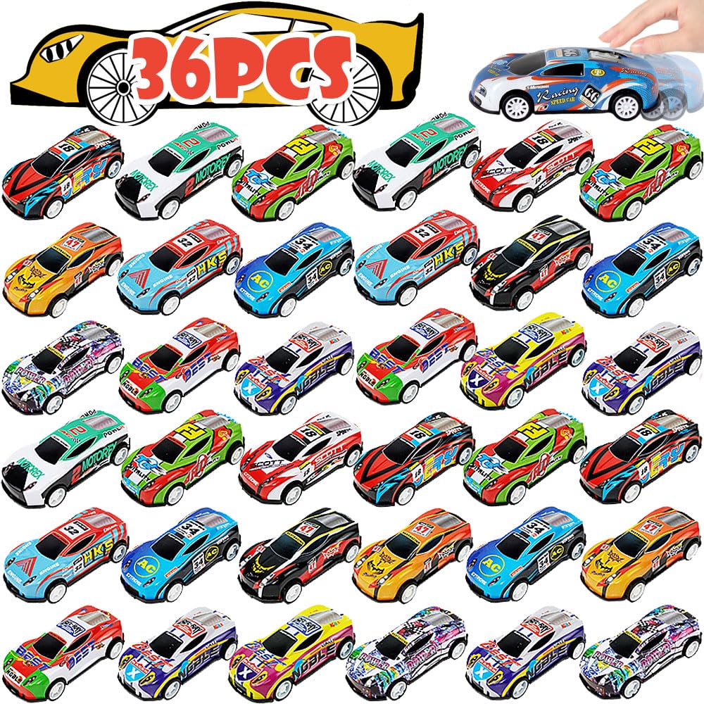 36 Pack Pull Back Toy Cars, Mini Die-Cast Race Cars