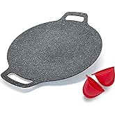 Saltlas Korean Style BBQ Grill Pan for Stove Top, Camping and IH, 13" Round Griddle With Double Bottom, Non-stick Coating Frying Pan