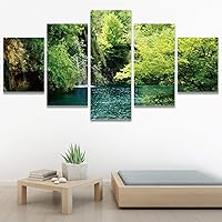 SIGNWIN 5 Panel Canvas Wall Art Modern Art Expressive Farmhouse/Country Landscape Mountain Top Multicolor Photography for Home Decorations Ready to Hang - 60