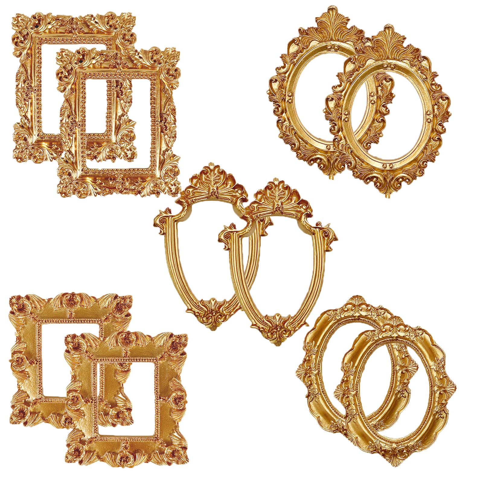 Photo 1 of 10pcs Refrigerator Frames, Small Vintage Picture Frame, Antique Gold Jewelry Display Frames, Refrigerator Magnets Photo Frame for DIY Kitchen Christmas Decor