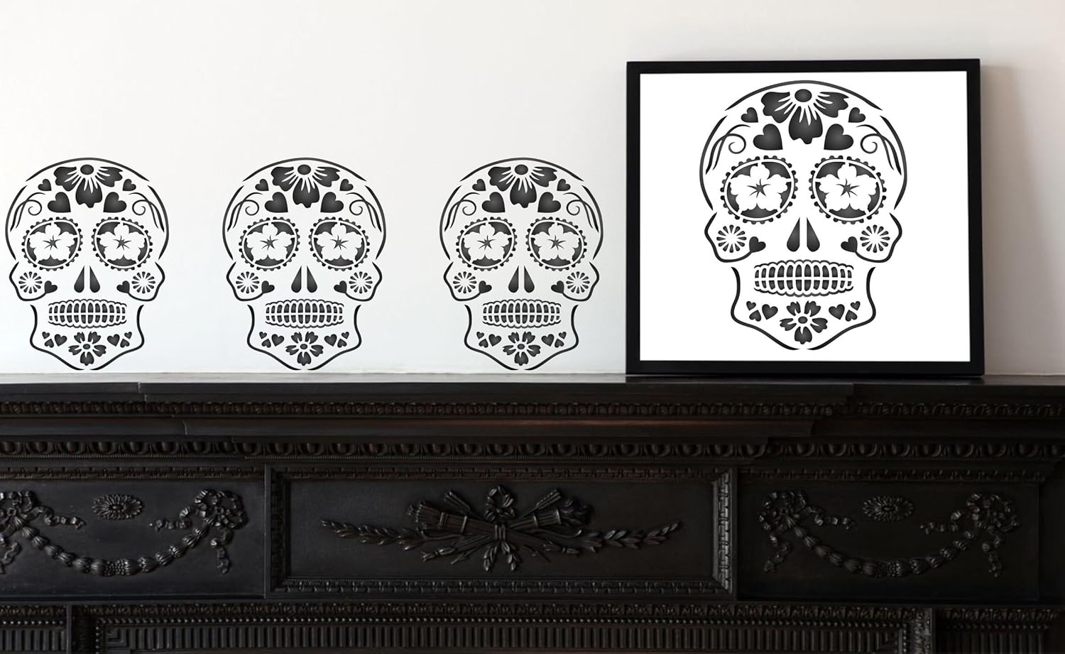 Day of The Dead Sugar Skull Stencil - 16.5 x 21.5cm (M) - Reusable Halloween Cinco de Mayo Stencils for Painting - Image 4