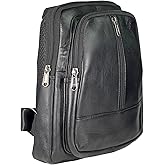 Bullz Crossbody Backpack Travel Hiking Chest Bag Daypack Leather Sling Bag for Men and Women (Black)