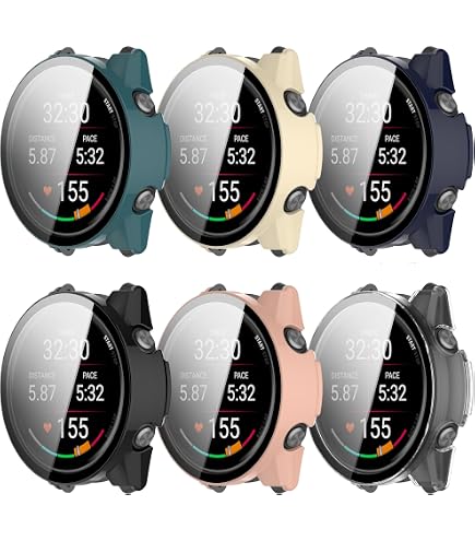 Screen Protector + Hoes Voor Garmin Forerunner 970 - 3 Stuks PC-bumper + 4 Siliconen Stofdopjes - 9H Hard Glas - Zwart - Incl. Reinigingsset