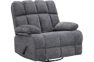 Eiayeebil Oversized Swivel Rocker Recliner Chair for Adult, Rock Recliner for 350lb Big Man, Extra Wide Manual Recliners, Overstuffed Soft Rocking Sofa Chair,Light Grey