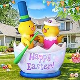 Danxilu 6 Foot Easter Inflatable 2 Chicks Boating Blow Up Outdoor Decorations with Built-in LED Lights for Holiday Party Indoor Yard Garden Lawn Decor