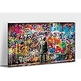 Banksy Graffiti Canvas Art, Modern Abstract Teen Men Bedroom Living Room Canvas Prints, Street Pop Poster Cool AI Wall Art Painting 12x18 Inches
