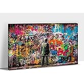 ANRUOXI Graffiti Canvas Wall Art, Modern Abstract Banksy Graffiti Canvas Prints Wall Decor, Teen Men Bedroom Living Room Art Picture, Trendy Street Pop Poster Cool Painting Artwork 12x18 Inches