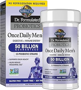 Garden of Life Probiotics for Men, Dr Formulated 50 Billion CFU 15 Probiotics for Digestive Health + Organic Prebiotic Fiber,