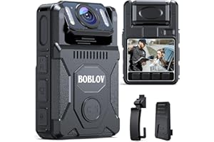 BOBLOV M7 128G 1080P HD Body Camera with 180 Rotatable Lens, 4000mAh Battery with GPS Body Cam, Last 14 Hours Video Recording