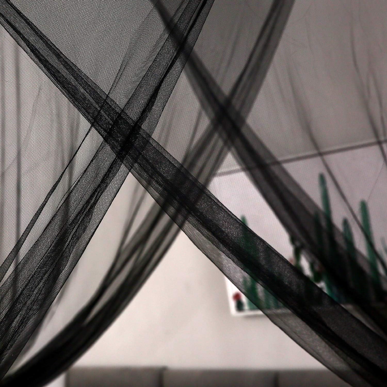 Mengersi 4 Corner Post Elegant Mosquito Net Curtain Bed Canopy for Full Queen King Bed,Suitable for Indoor Outdoor Net(Black, L87xW79xH98 inch): Home & Kitchen