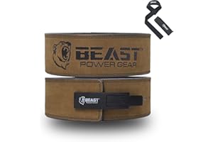 Beast Power Gear Weight Lifting Belt Lever Buckle 10MM 13MM Thick & 4 Inches Free Strap Weightlifting, Powerlifting, Deadlifts, Squats Men Women