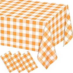 WNINK 3 Pack Orange and White Checkered Rectangular