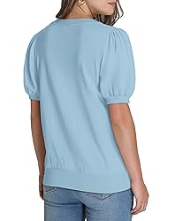 WIHOLL Womens Tops Puff Short Sleeve Sweater for