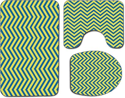 3Pcs rutschfester Badezimmerteppich Toilettensitzdeckel-Set Gelb und