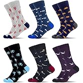 WeciBor Men's Patterned Dress Socks - 6/12 Pairs Seamless Cotton Crew Socks for Business, Office & Daily Wear