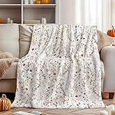 Horaldaily Fall Flannel Blanket Throw, Watercolor Wildflowers Soft Fuzzy Plush Cozy Fleece Blankets for Couch Sofa Bed Lounging, Ideal Gifts for Kids Adults Wife Self, 50x60