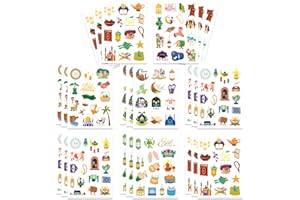 OTAITY 312 PCS Eid Mubarak Stickers, Eid Mubarak Theme Stickers for Kids Ramadan Kareem and Eid Stickers Sheets رمضان مبارك Holy Kaaba Quran Ramadan Decoration Islamic Muslim Party Supplies Decorations
