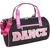Dance Duffle Bags for Dancers, Girls, Teens, and Student Athletes, Fun Dance Workout Duffel Bag for Girls and Boys (Black/Pink)