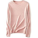 Ciovkis Women's Merino Wool Blend Sweater Fall Winter Crew Neck Long Sleeve First-Line Ready to Wear Seamless Knit Sweater