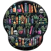 Mouse Pad with Wrist Rest, Goth Ergonomic Mouse Pads Wrist Support for Desk, Funny Skull Gothic Gaming Mousepad for Wireless Mouse Computer Work Home Desk Accessories Office Supplies Witchy Book